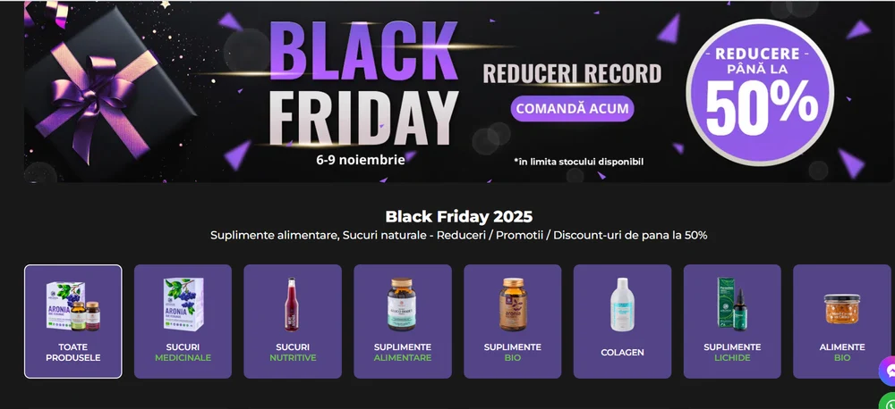 Black Friday 2025: Aronia Charlottenburg – Cel mai puternic antioxidant românesc, printre reducerile de până la 50%