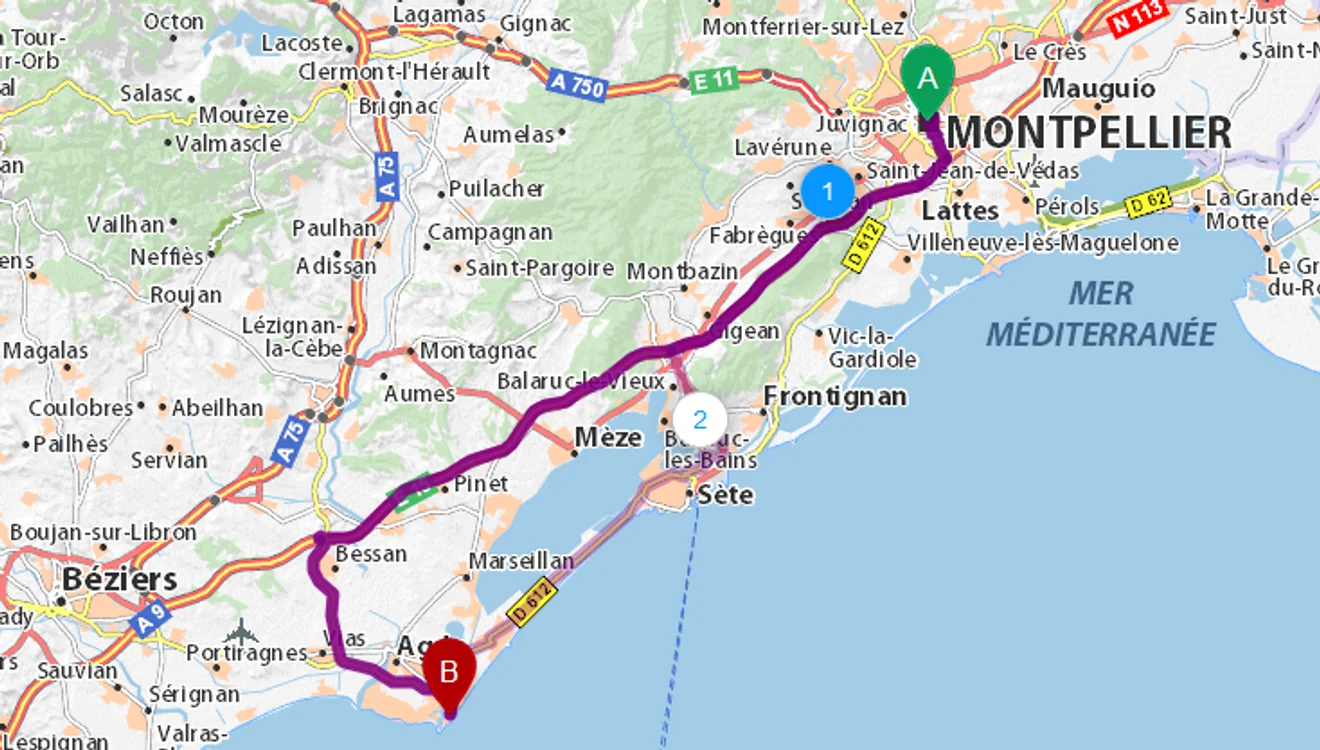 Cum ajungi cu mașina de la Montpellier la Cap d'Agde