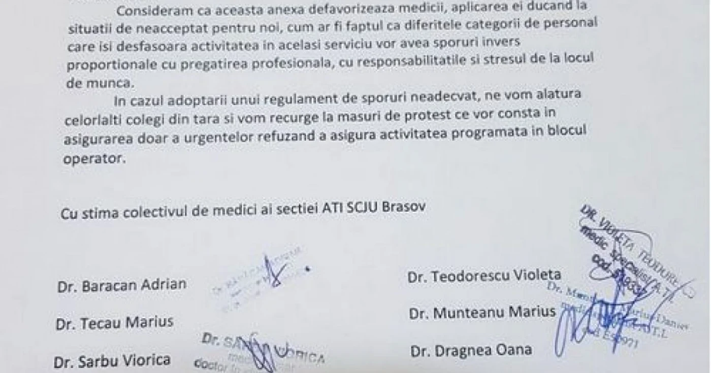 Scrisoare medici Braşov