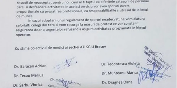 Scrisoare medici Braşov