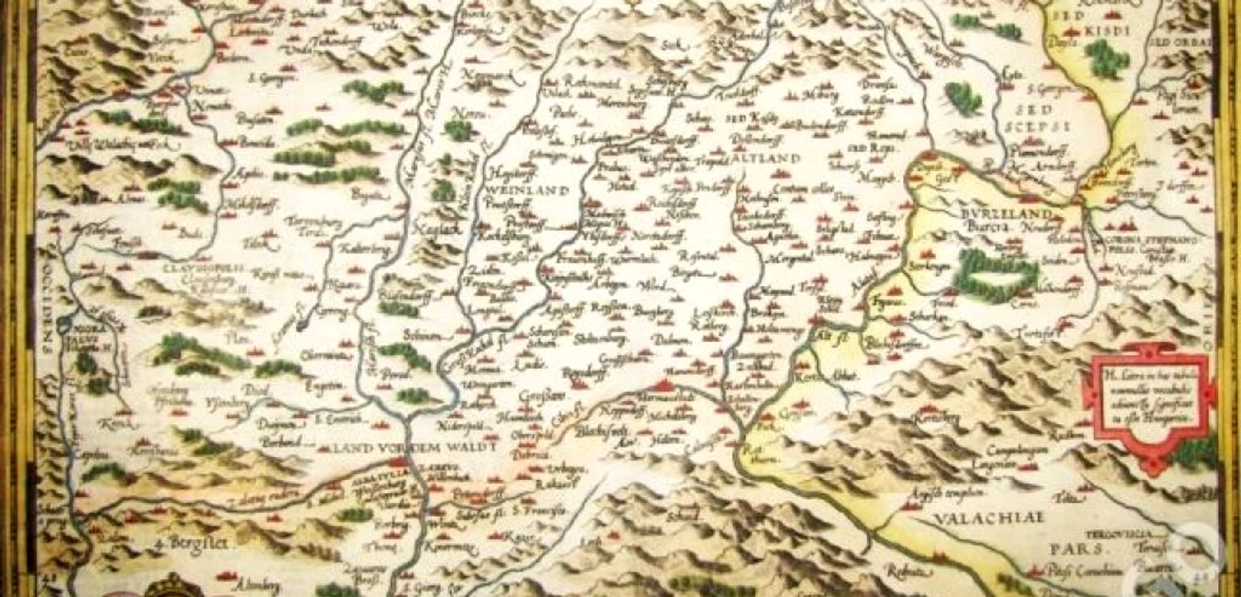Aşa vedeau, pe hârtie, oamenii secolului al XVI-lea Transilvania. Hartă din 1566.  FOTO: www.imagoromaniae.ro
