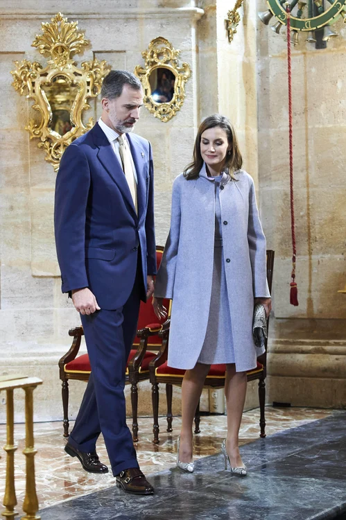 Queen Letizia and King Felipe during the visit to real Basilica Santuario de la vera Cruz in Caravaca de la Cruz in Spain jpeg