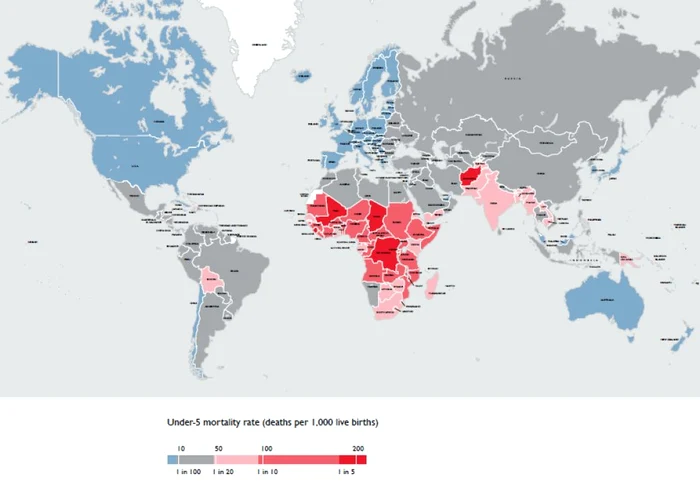 Harta mortalităţii infantile pe Glob