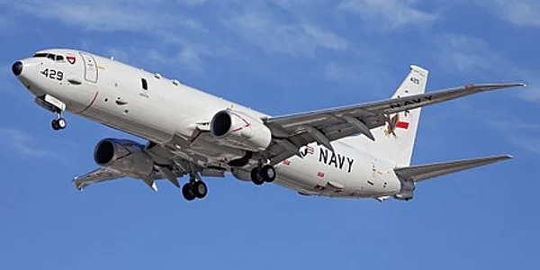 450px US Navy P 8 Poseidon taking off at Perth Airport jpg
