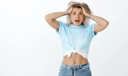 portrait anxious blonde girl posing studio jpg