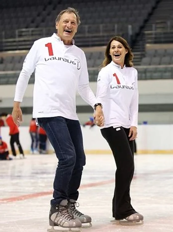 Nadia Comăneci, împreună cu Franz Klammer, un alt membru fondator al Academiei Laureus