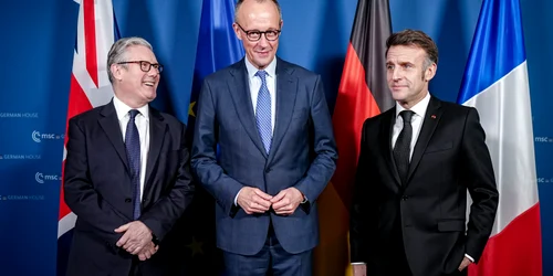 merz, macron, starmer la conferinta de securitate de la munchen FOTO EPA EFE jpg