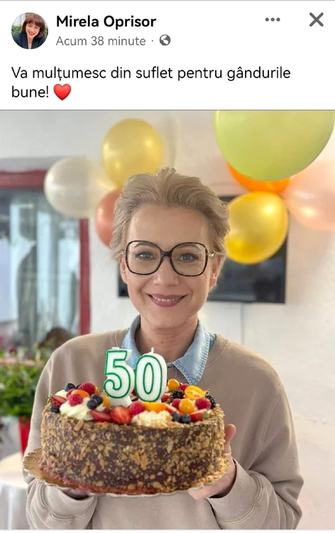Mirela Oprișor a împlinit 50 de ani / foto: Facebook
