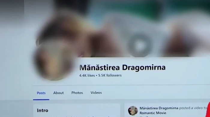 Pagina de Facebook a Mănăstirii Dragomirna, compromisă de hackeri. FOTO captură Pro Tv