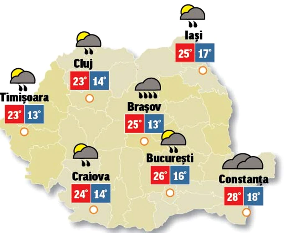 Prognoza meteo 25 septembrie. Cum vor fi temperaturile în ţară 