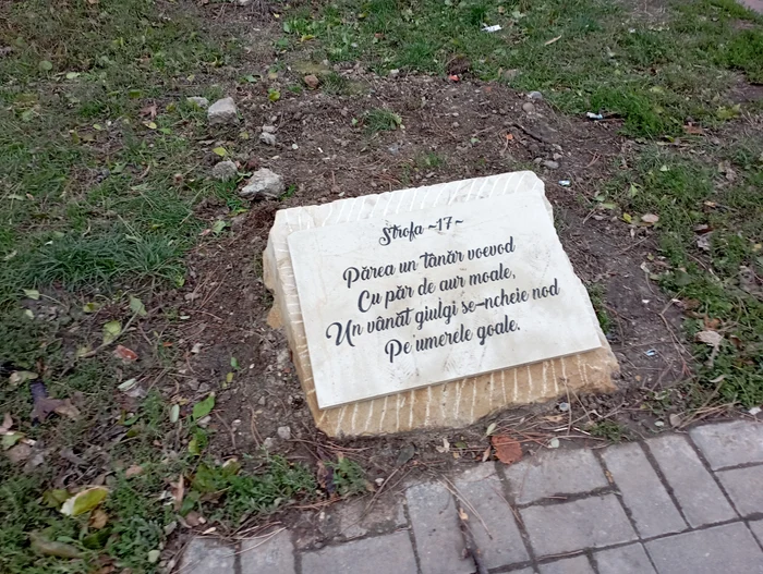 Pietrele cu strofe din municipiul Botoșani FOTO Cosmin Zamfirache