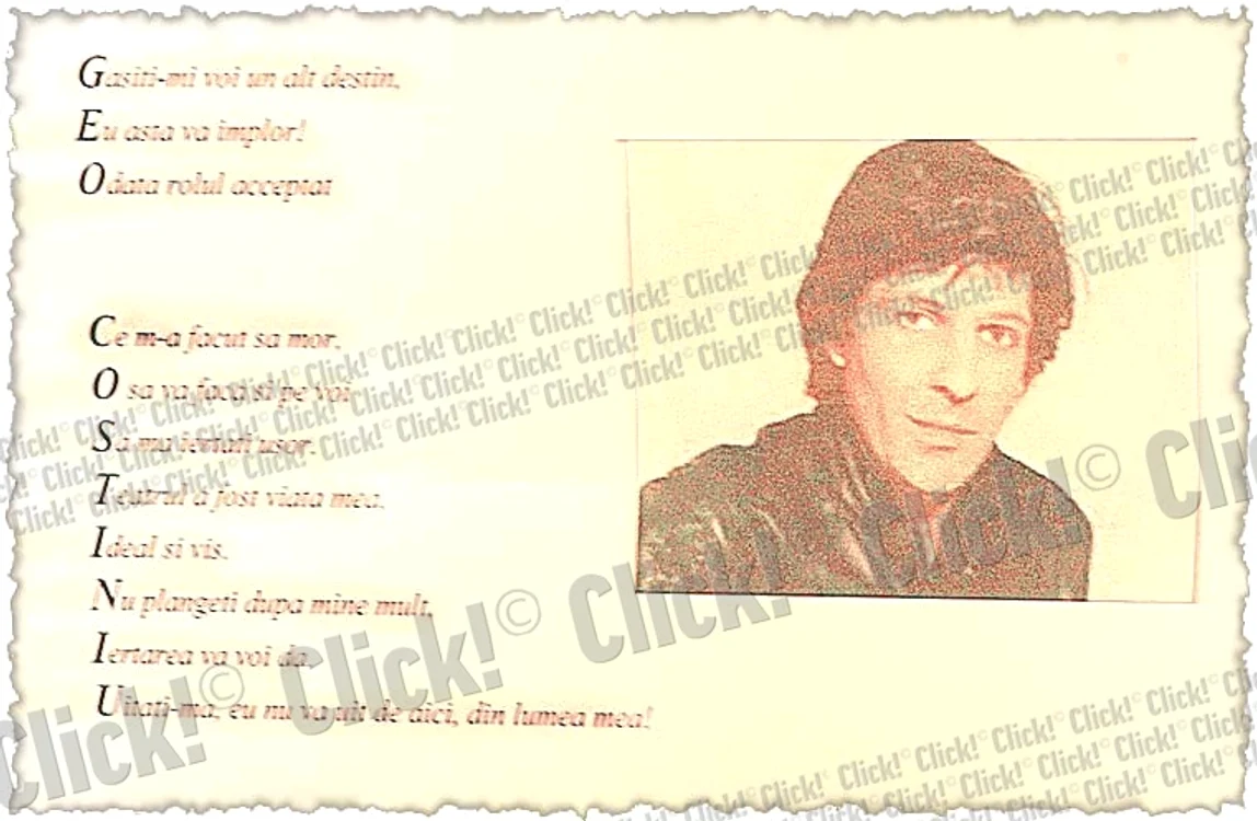 Această poezie a fost compusă special pentru Geo Costiniu şi  reprezintă mesajul lui de adio pentru toţi cei care l-au îndrăgit  (Fotografii: Sever Gheorghe)
