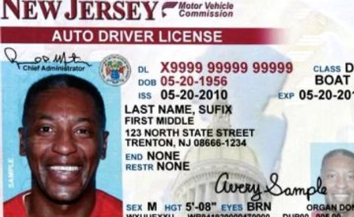 
    Permis auto eliberat în statul New Jersey  