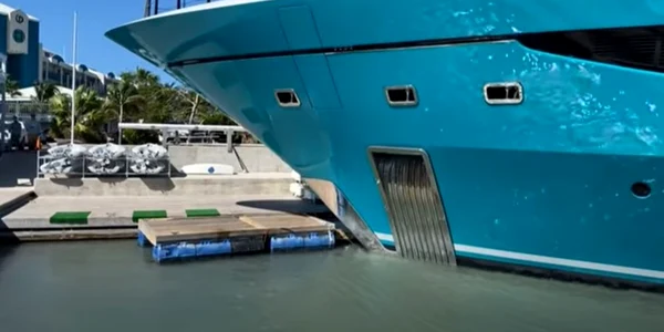 O nava de lux loveste un debarcader in Caraibe Captura YouTube