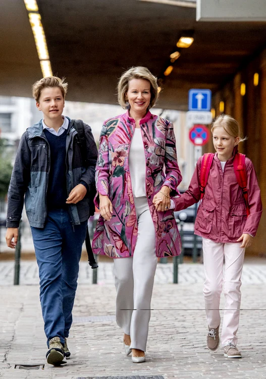 Queen Mathilde Accompanies Her Children For The Start Of The School Year   Brussels jpeg