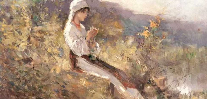 Româncă. Tablou de Nicolae Grigorescu.