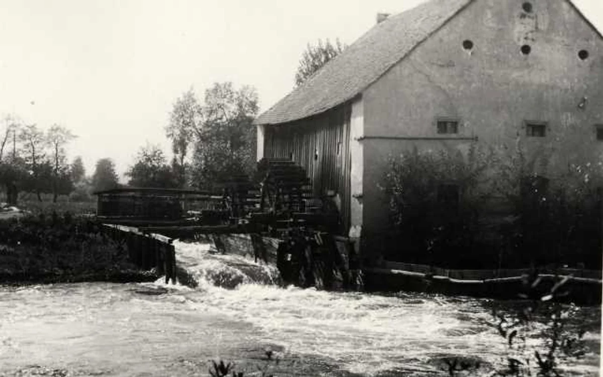 Moară cu două roţi din secolul XX, în apropiere de Alba Iulia (colecţia de fotografii Marily Le Nir)