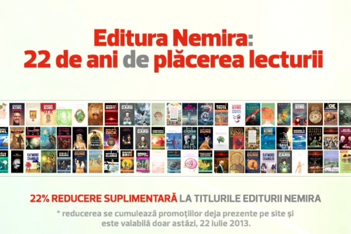 Editura Nemira împlineşte 22 de ani de existenţă şi oferă o reducere specială cititorilor înrăiţi