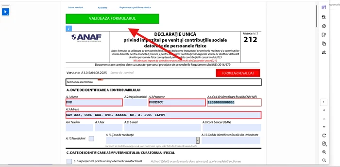 Formular pentru plata voluntară CASS FOTO facias.ro