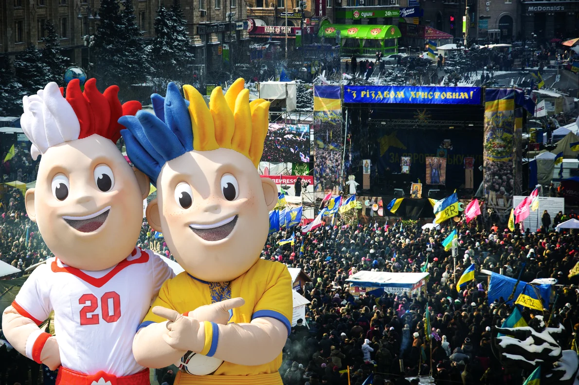 Proteste de durată în Piaţa Independeţei (Maidan) din Kiev; fotografie din ianuarie 2014 (foto: Shutterstock / Getty Images)