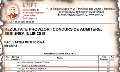 Lista primilor admişi la Medicină jpeg