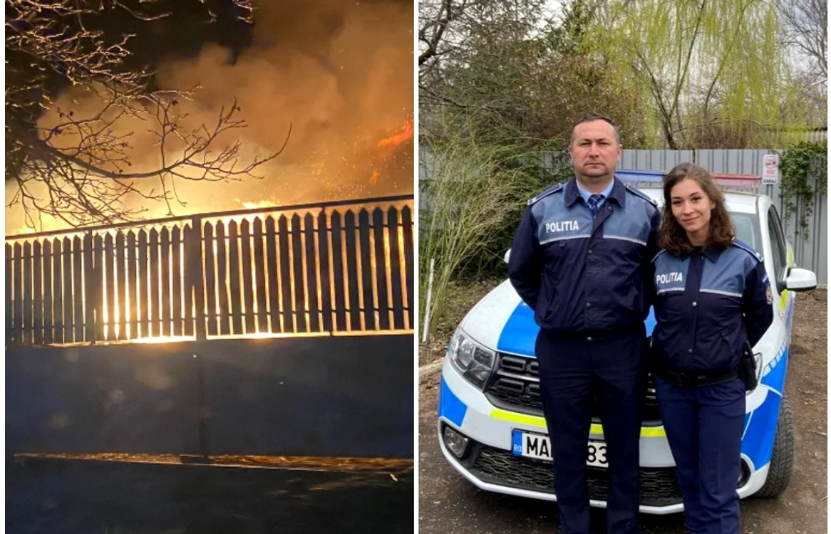 Polițiștii au reușit să-i salveze pe bătrânio din incendiu