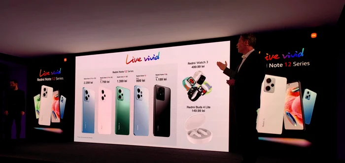 Laurențiu Trandafir prezentând seria Xiaomi Redmi Note 12. FOTO Adrian Pogîngeanu