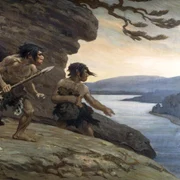 Omul de Neanderthal. Pictură realizată de Charles Robert Knight, pentru American Museum of Natural History (© Wikimedia Commons)