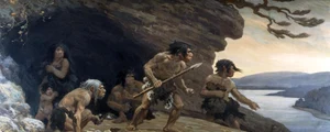 Omul de Neanderthal. Pictură realizată de Charles Robert Knight, pentru American Museum of Natural History (© Wikimedia Commons)