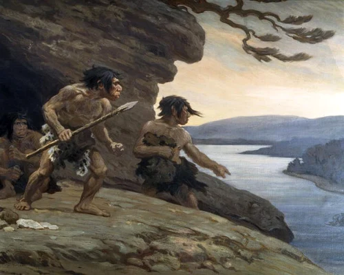 Omul de Neanderthal. Pictură realizată de Charles Robert Knight, pentru American Museum of Natural History (© Wikimedia Commons)