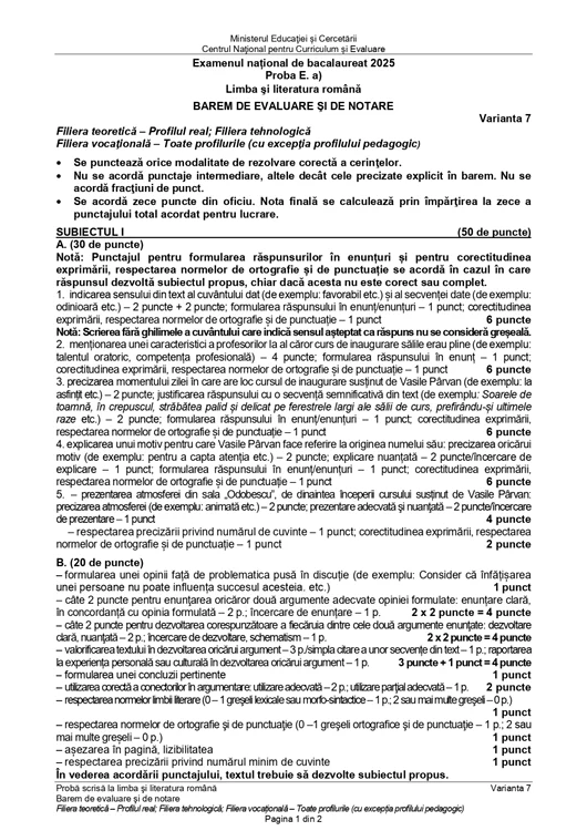 Barem subiecte profil real
