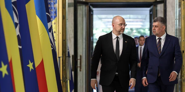 Primirea oficială a premierului Ucrainei, Denis Smihal, de către prim-ministrul României și declarațiile de presă ale acestora la Palatul Victoria din București. FOTO Inquam Photos / Sabin Cîrstoveanu