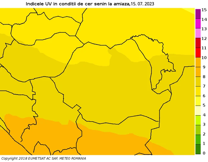 Pe site-ul ANM poate fi consultat indicele UV în condiții de cer senin FOTo. ANM