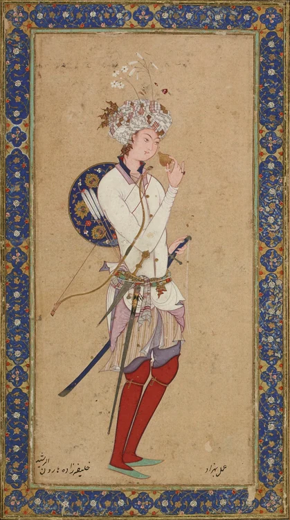 Harun al-Rashid, în „O mie și una de nopți”. Ilustrație iraniană din secolul al XVI-lea