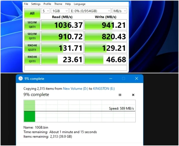 SSD portabil Kingston XS2000 teste PC