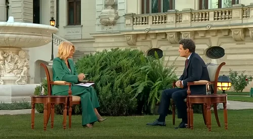 Nicușor Dan la interviu cu Alessandra Stoicescu la Palatul Cotroceni. FOTO: captură de ecran