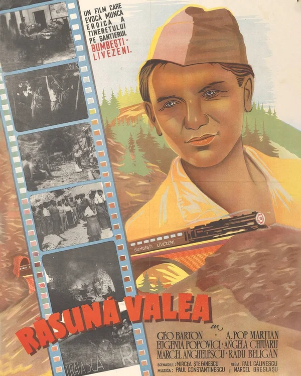 Afișul filmului „Răsună valea” din colecția Muzeului Național de Istorie a României