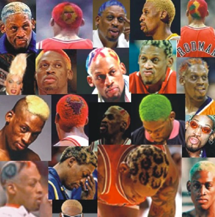 Cateva dintre coafurile etalate de Dennis Rodman