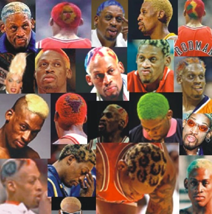 Cateva dintre coafurile etalate de Dennis Rodman