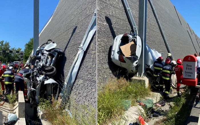 Accident sub Dealul liliecilor. FOTO: ISU Hunedoara