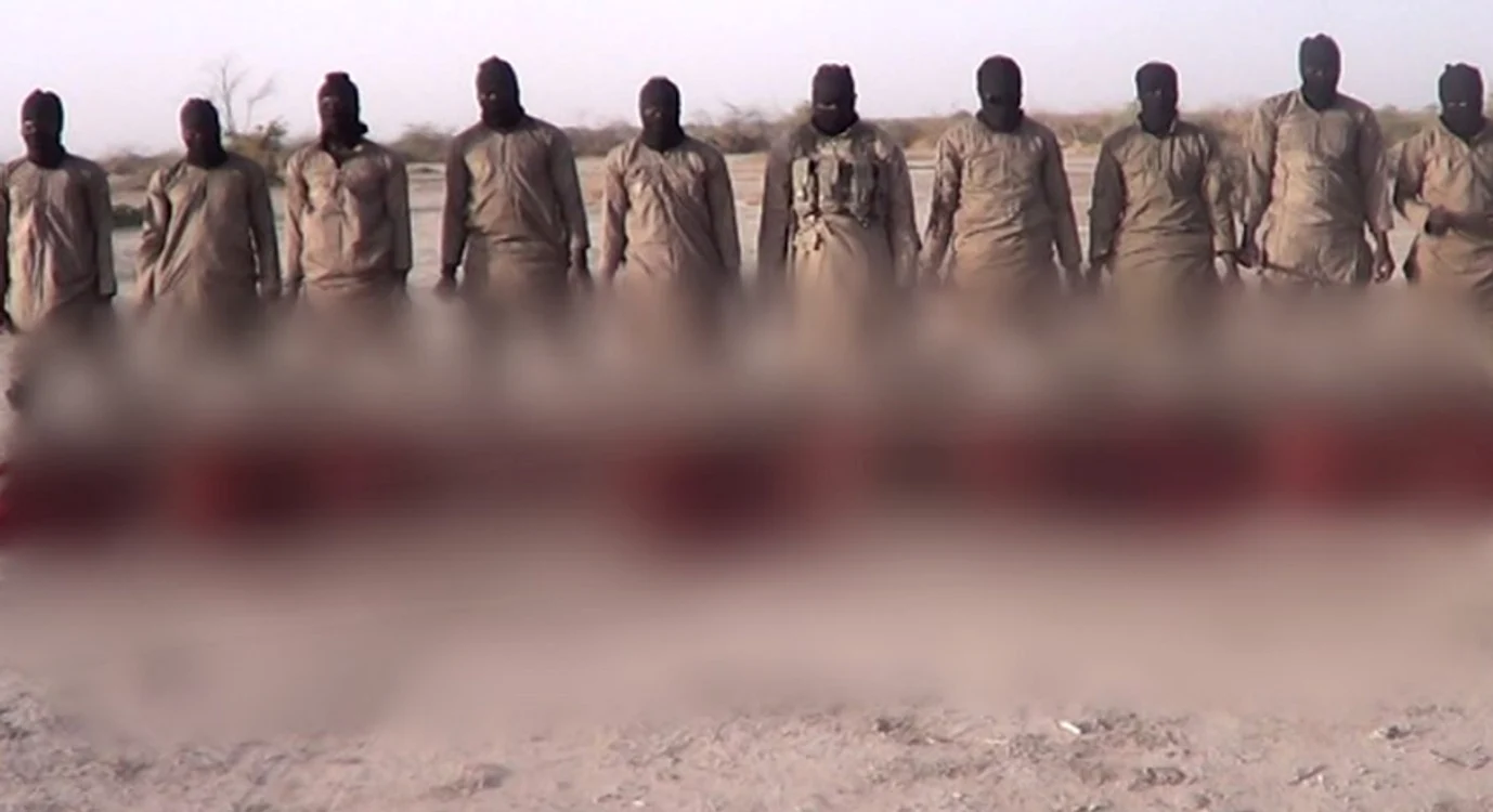 Gruparea jihadistă Statul Islamic în Africa de Vest (ISWAP) a difuzat joi seara o înregistrare video de un minut cu execuţia a 11 bărbaţi prezentaţi ca fiind creştiniFoto Twitter/News.ro