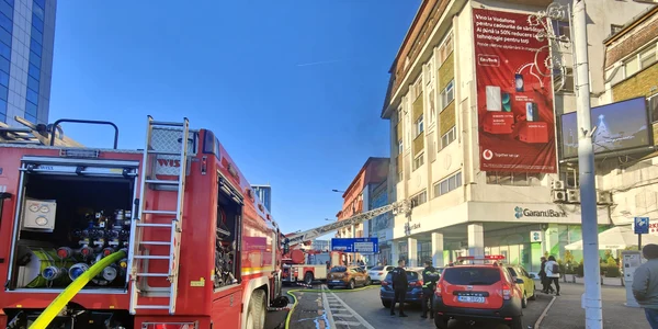 Incendiu într-o bancă din centrul Sibiului Foto ISU Sibiu