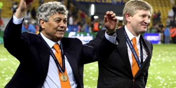 Mircea Lucescu alături de patronul lui Şahtior, Rinat Ahmetov (dreapta). Foto: EPA