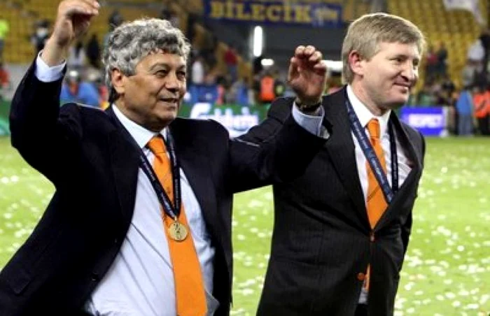 Mircea Lucescu alături de patronul lui Şahtior, Rinat Ahmetov (dreapta). Foto: EPA