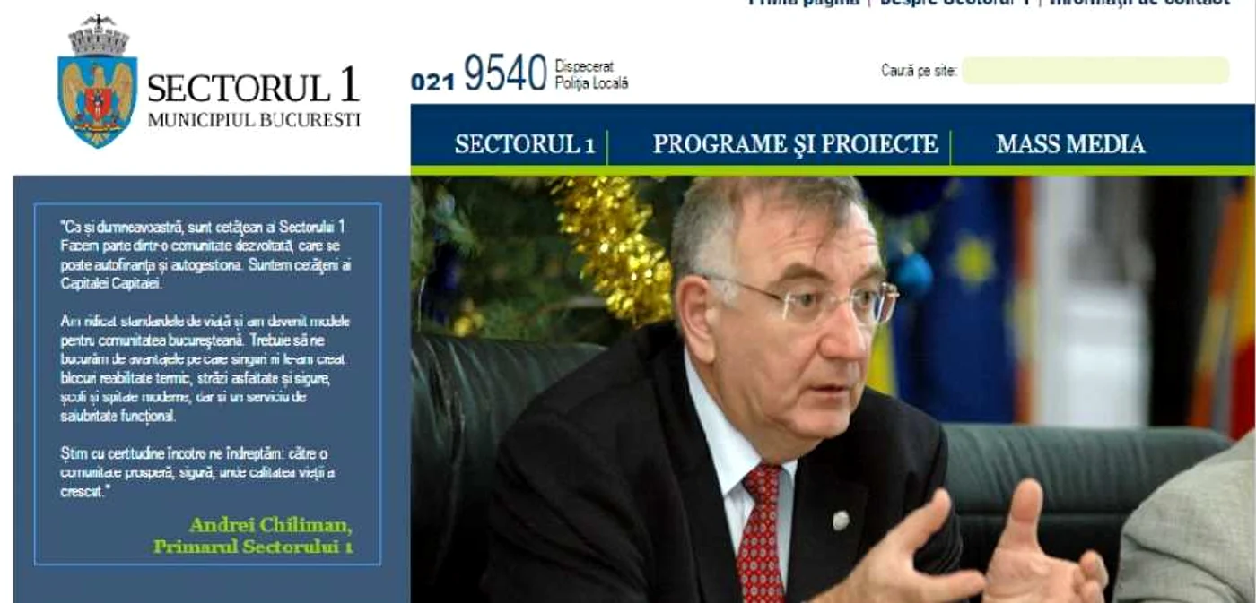Site-ul Primăriei Sectorului 1 FOTO captură site-ul Primăriei Sectorului 1