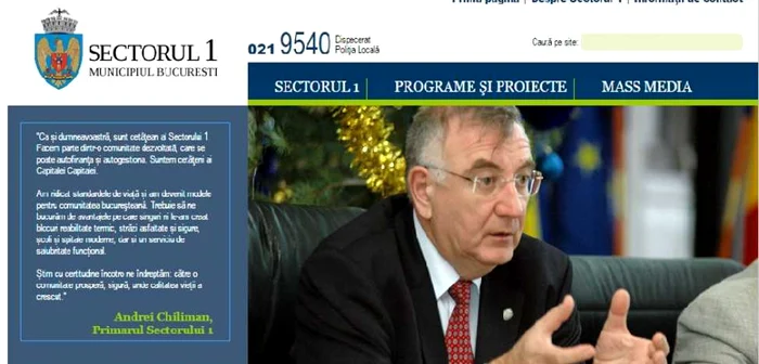 Site-ul Primăriei Sectorului 1 FOTO captură site-ul Primăriei Sectorului 1