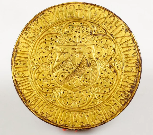 Tiparul sigilar folosit pentru imprimarea sigiliului mare domnesc de către domnul Țării Românești Pătrașcu cel Bun (© Facebook / Muzeul Național de Istorie a României)