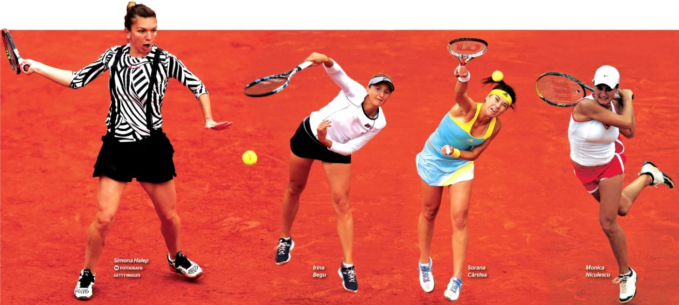 Simona Halep, Irina Begu, Sorana Cârstea (de la stânga)