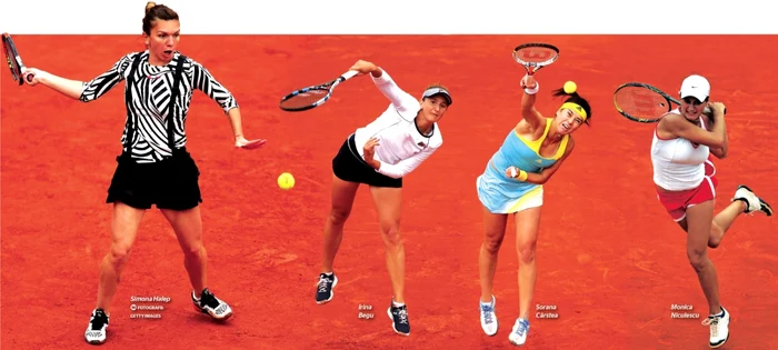 Simona Halep, Irina Begu, Sorana Cârstea (de la stânga)