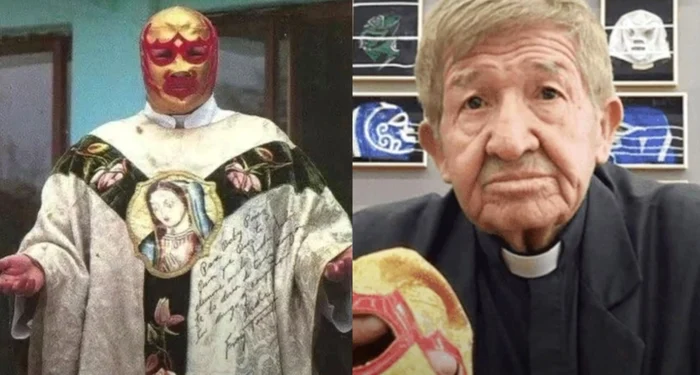 Sergio Gutiérrez, preotul mexican care a intrat în lumea wrestlingului / foto: colaj captură video